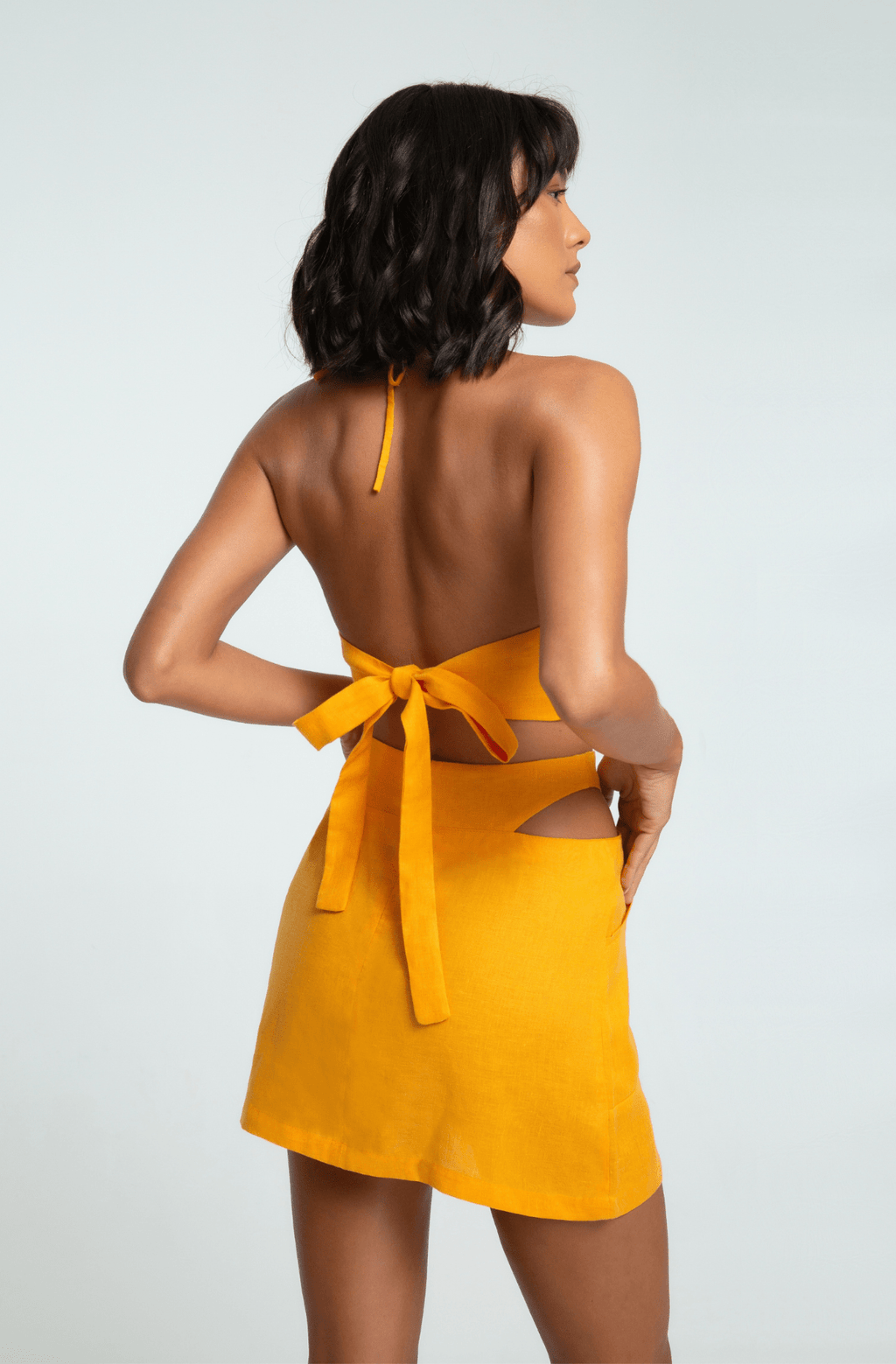 Orange Linen Halter Top ethically made with 100% premium linen